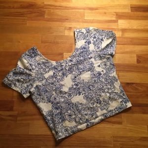 Blue Floral Crop Top